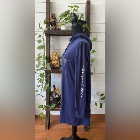 Vineyard Vines: Navy Hooded Tunic Dress with Sleeve Detail and Whale Logo - Picture 16 of 17